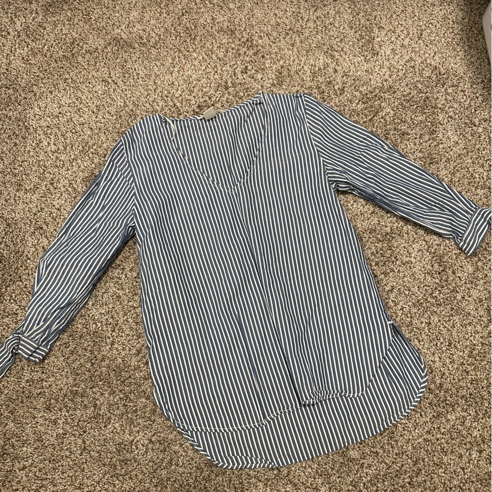 H&M blue and white striped top size 2